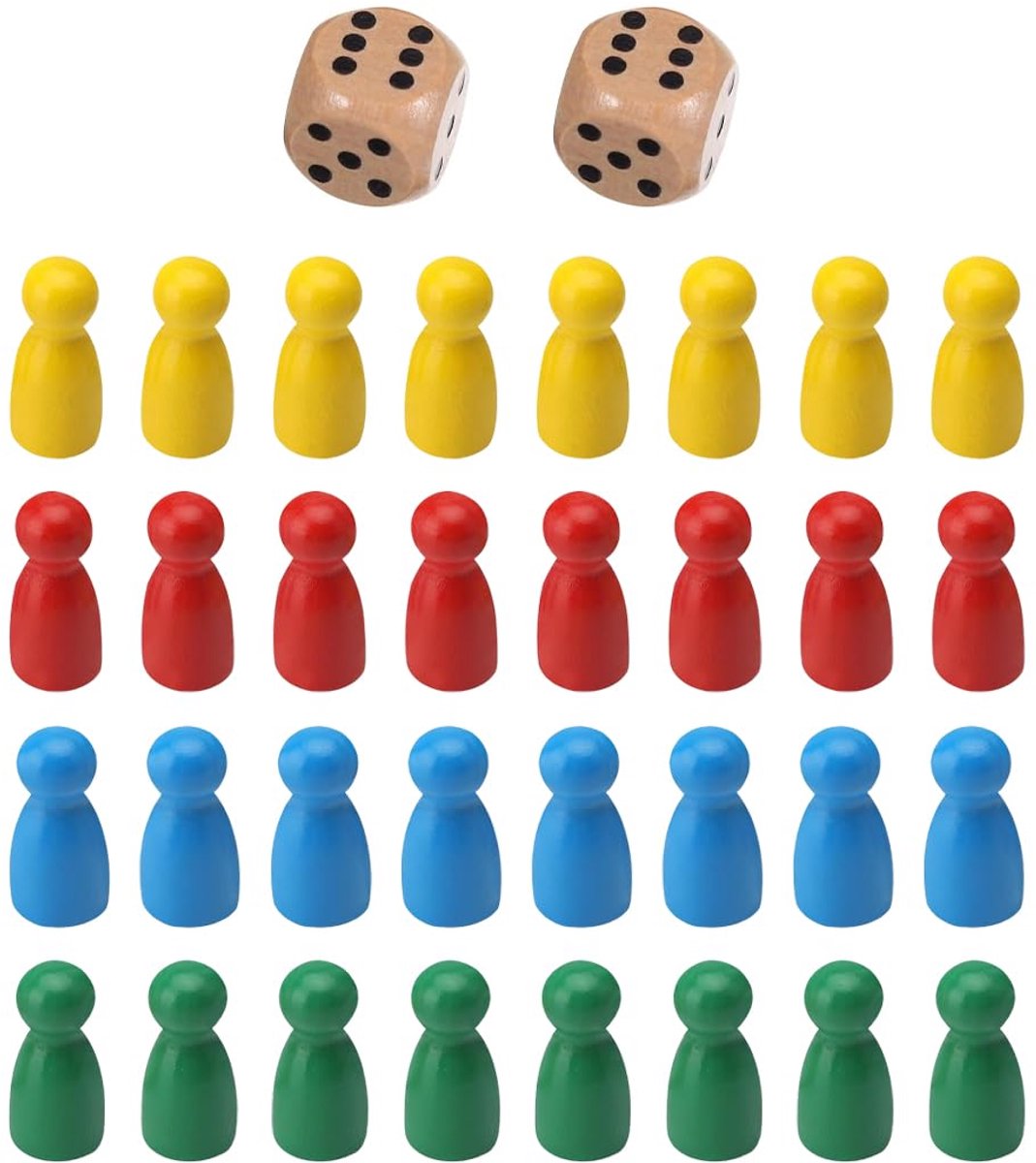 32 colourful cones and 2 dice wooden placemat for family gatherings