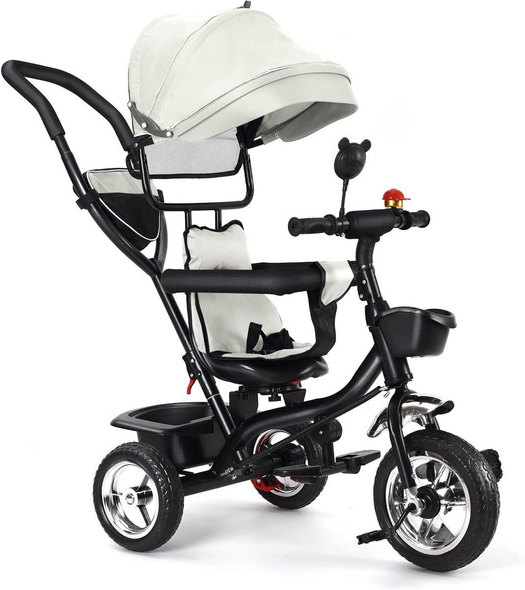 4-in-1 Driewielfiets Loopfiets voor Baby's Vanaf 1 Jaar met Duwstang en Zonnedak Driewieler kopen online