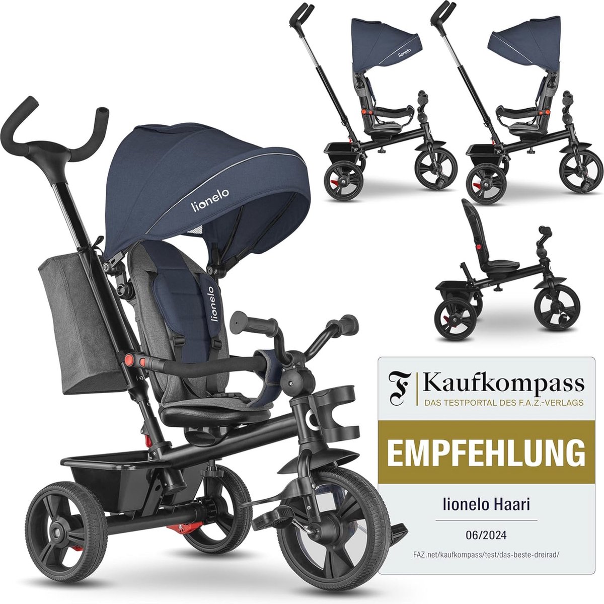 4-in-1 Kinder Driewieler met Draaibare Zitting voor Peuters - Verstelbare Handgreep, Zonnedak en Bekerhouder Driewieler kopen online