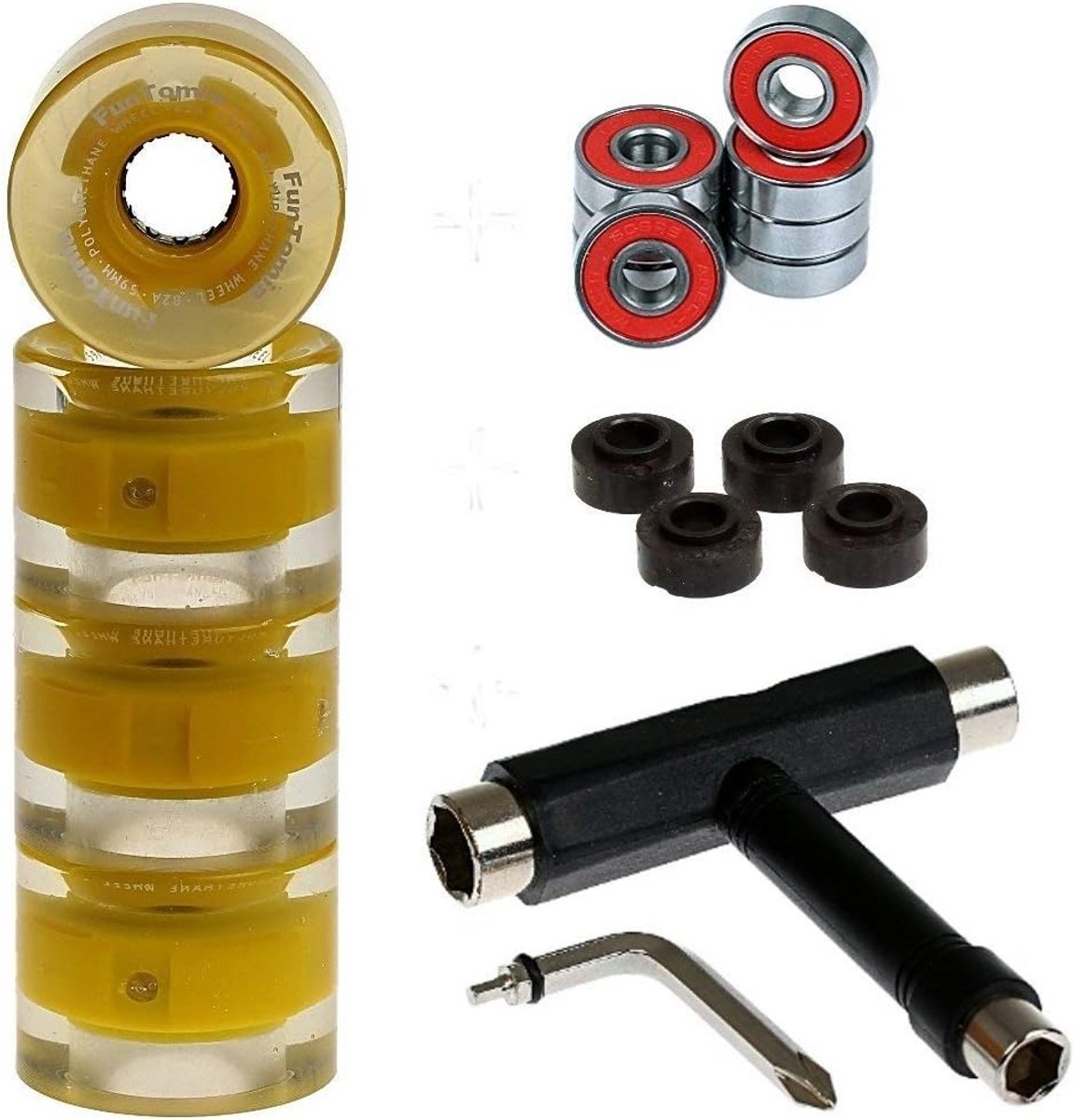 4 stuks skateboard wielen led 59mm 82a met abec 11 kogellagers en t tool