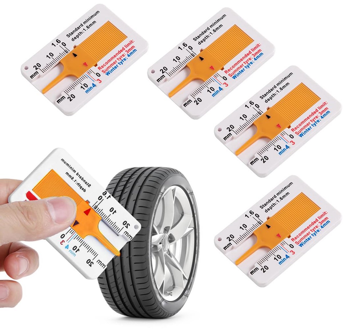 4pcs tire profile depth gauge 0 20mm for motorcycle car plastic tire profile depth gauge