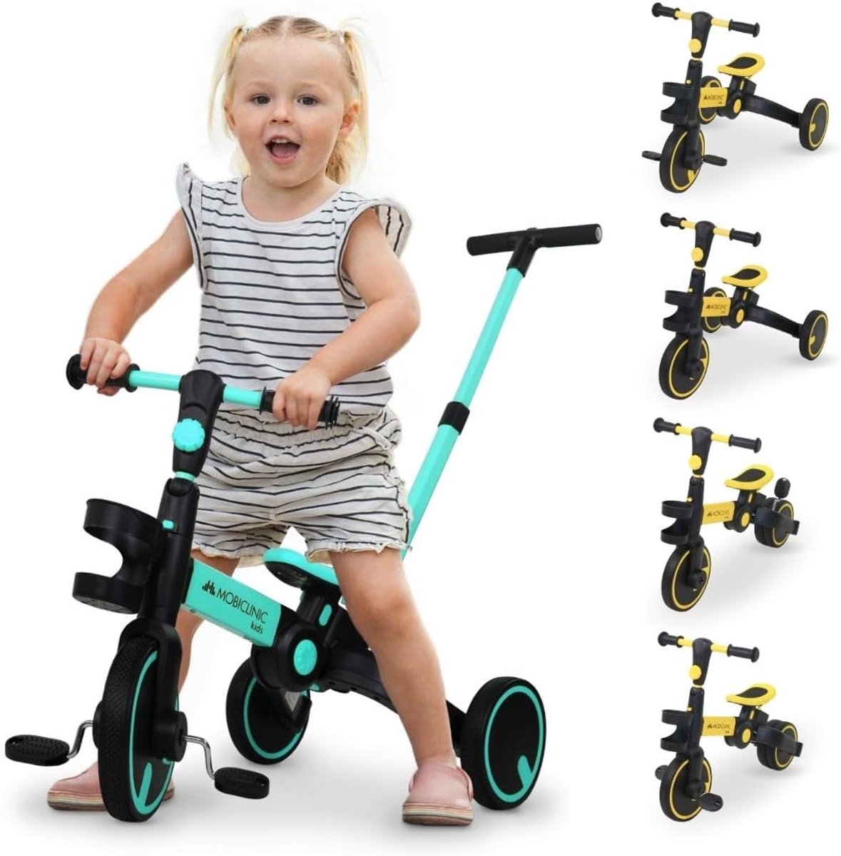 5 in 1 kinderdriewieler met duwstang verstelbaar voor 1 5 jaar lichtgewicht en met veilige wielen