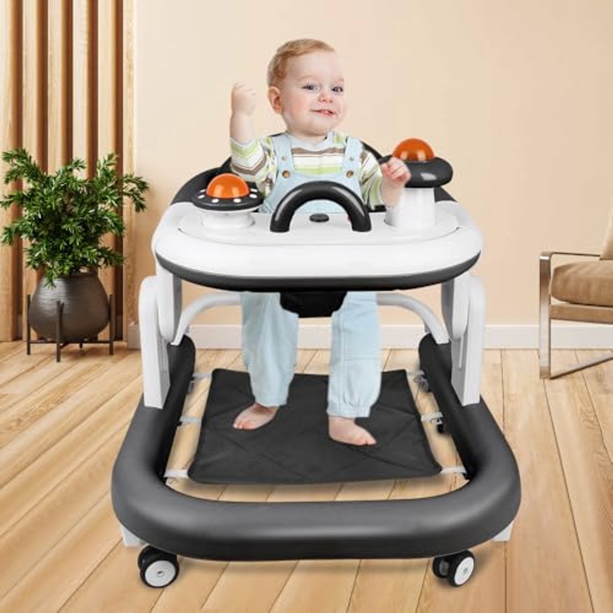 5 in 1 loopfiets voor baby s hoogte verstelbaar tot 5 posities verwijderbare kussen voor jongens en meisjes van 6 18 maanden opvouwbare pusher met muziek