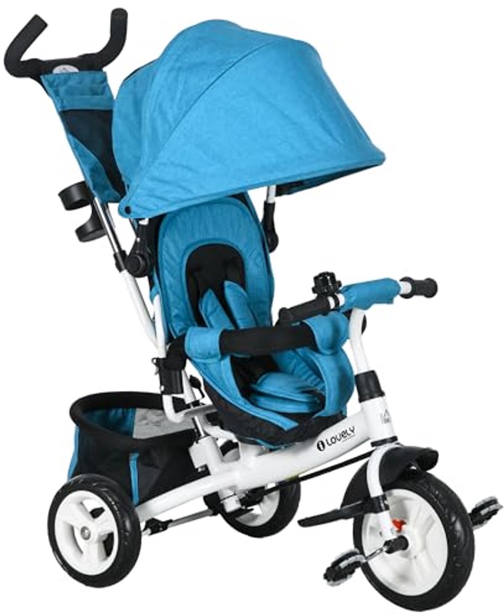 6 in 1 driewieler voor kinderen met duwhandle en luifel peuterfiets voor 1 5 jaar blauw