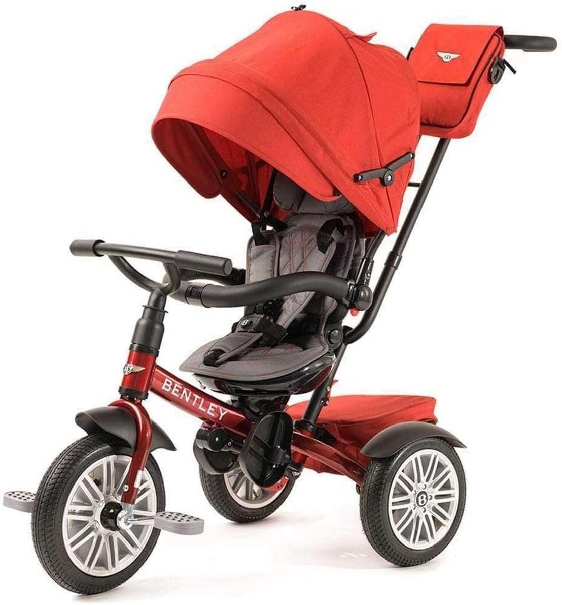 6-in-1 Loopfiets Driewieler met Duwstang en Zonnescherm - Roze Driewieler kopen online