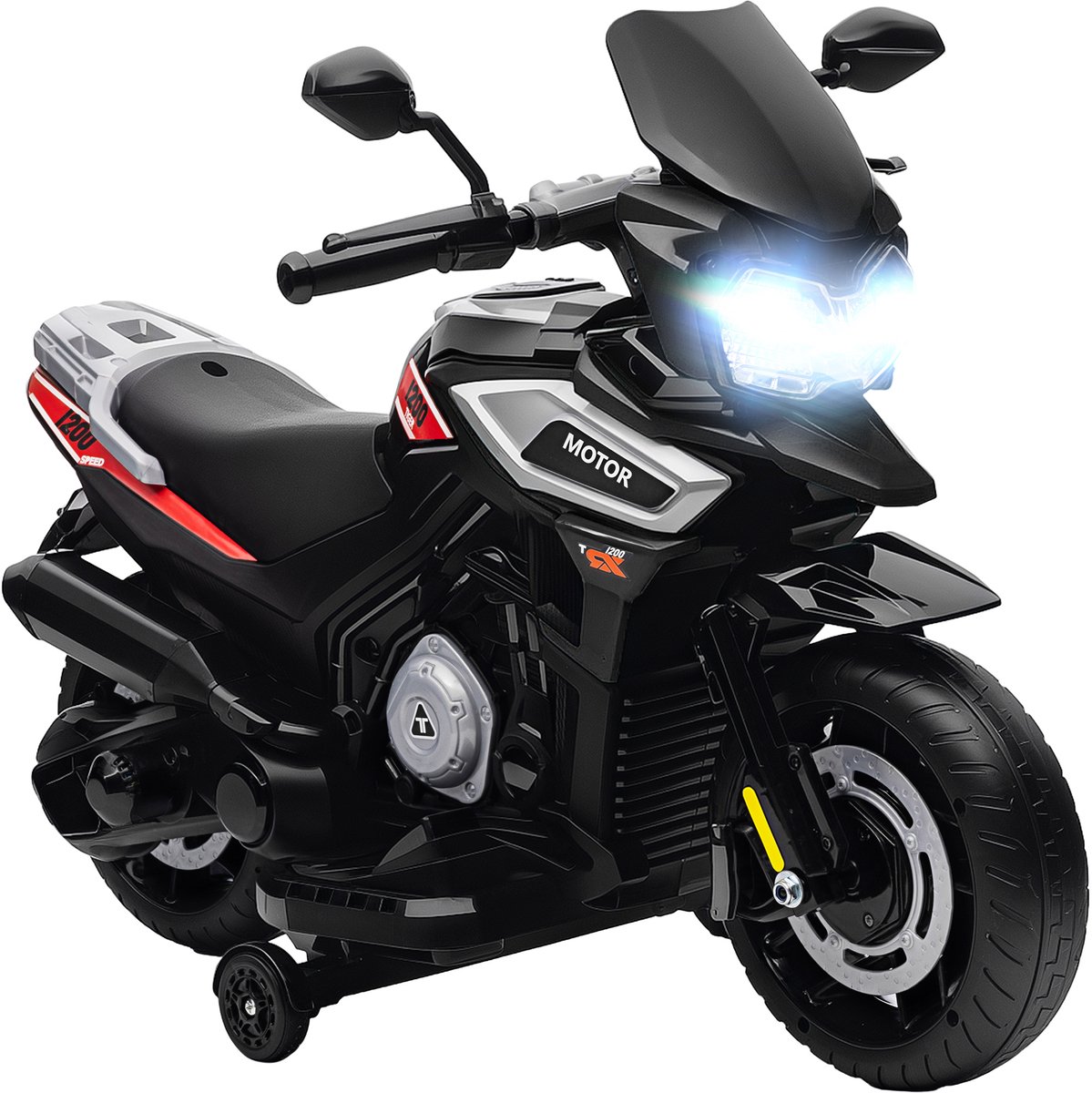 aiyaplay elektrische motorfiets zijwieltjes lichten muziek