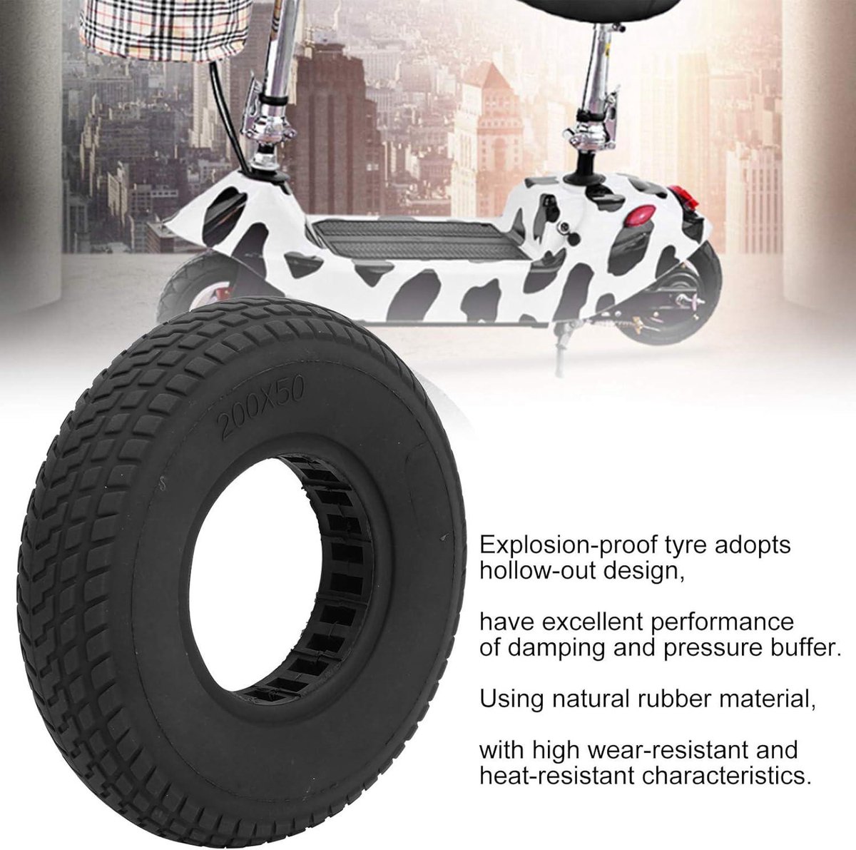 Allecta - Binnenband voor Scooter 200x50, Massief Rubber, Explosieveilig, Tubeless, Elektrische Scooter, Niet-lek Tires. Buitenspeelvoertuigaccessoire kopen online