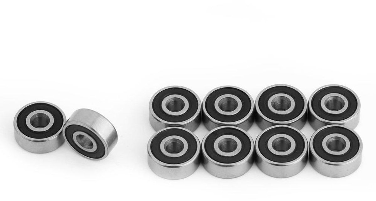 allecto premium skateboard kogellagers 10 stuks rubber verzegeld staal miniatuur 3x10x4 mm