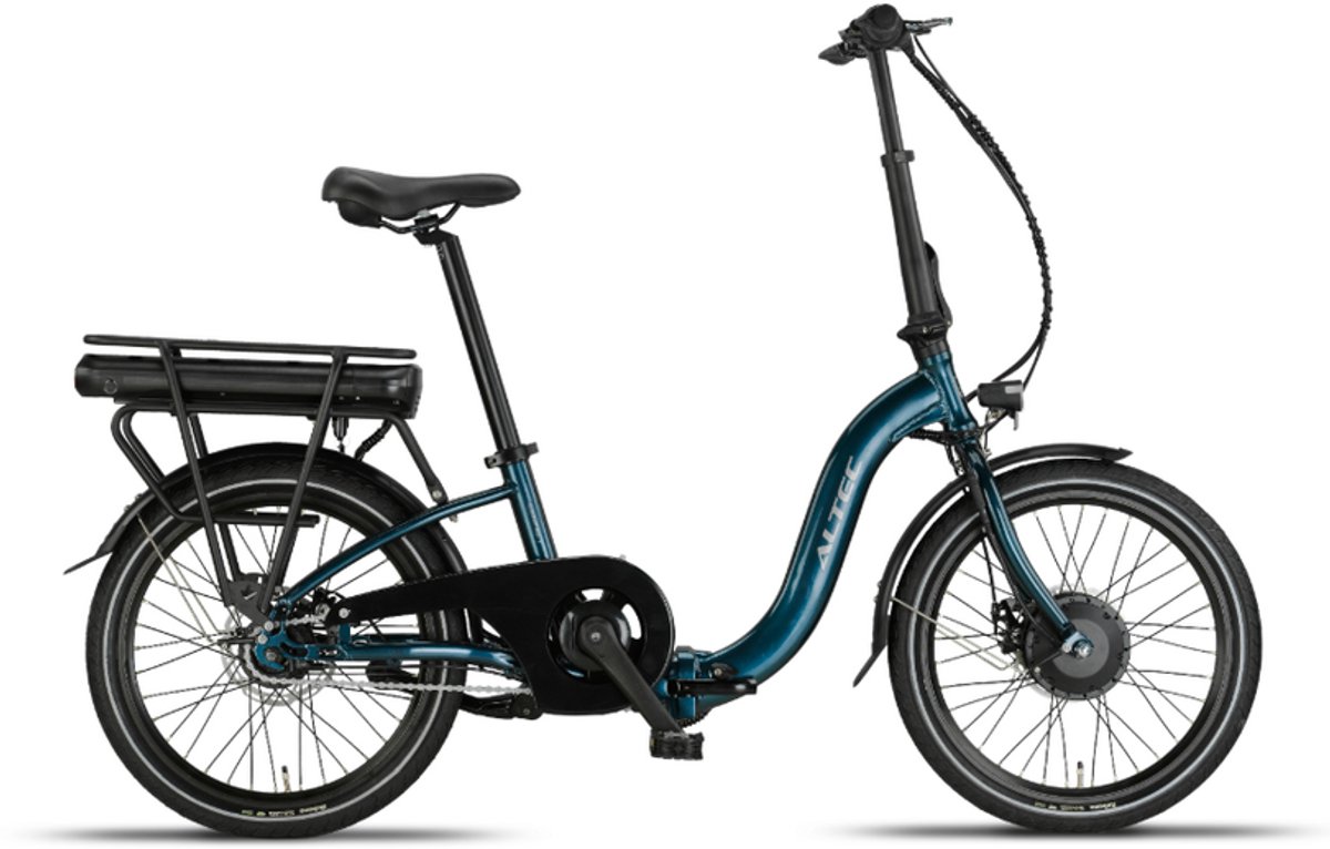 altec compact elektrische fiets e bike 20 inch vouwfiets 39 cm 7 versnellingen hydraulische schijfrem 468 wh accu petrolblauw