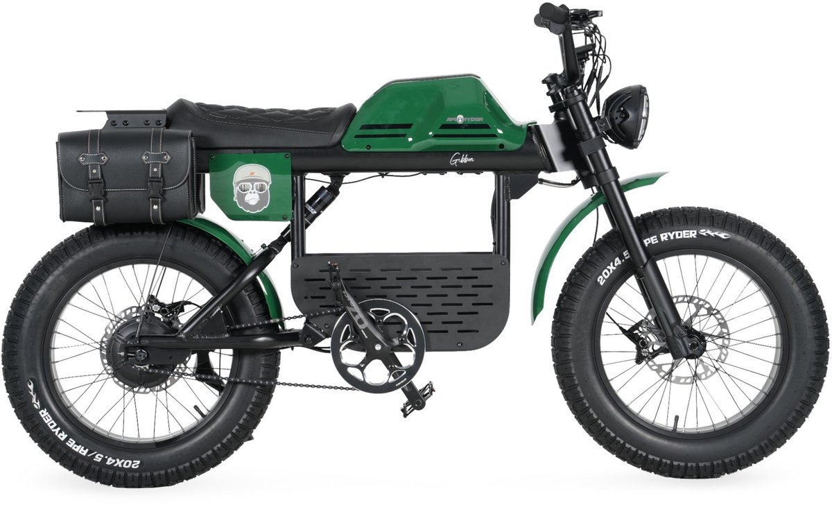 ape ryder gibbon fatbike irish groen 20x4 5 inch accu 960wh 48v 20ah 250w achterwielmotor hydraulische remmen
