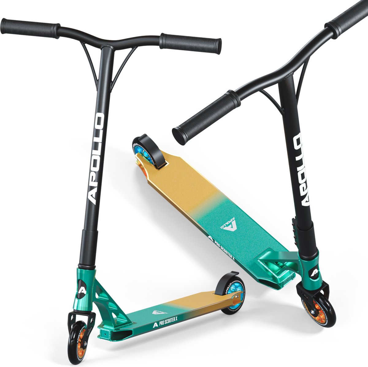 apollo stunt scooter stuntstep genesis pro x turquoise goud