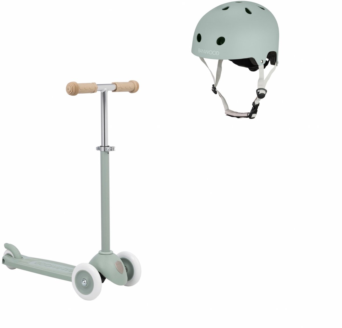 Banwood Eco Scooter + Eco Fietshelm - Clay - kinderstep - kinder helm - voordeelset Step kopen online