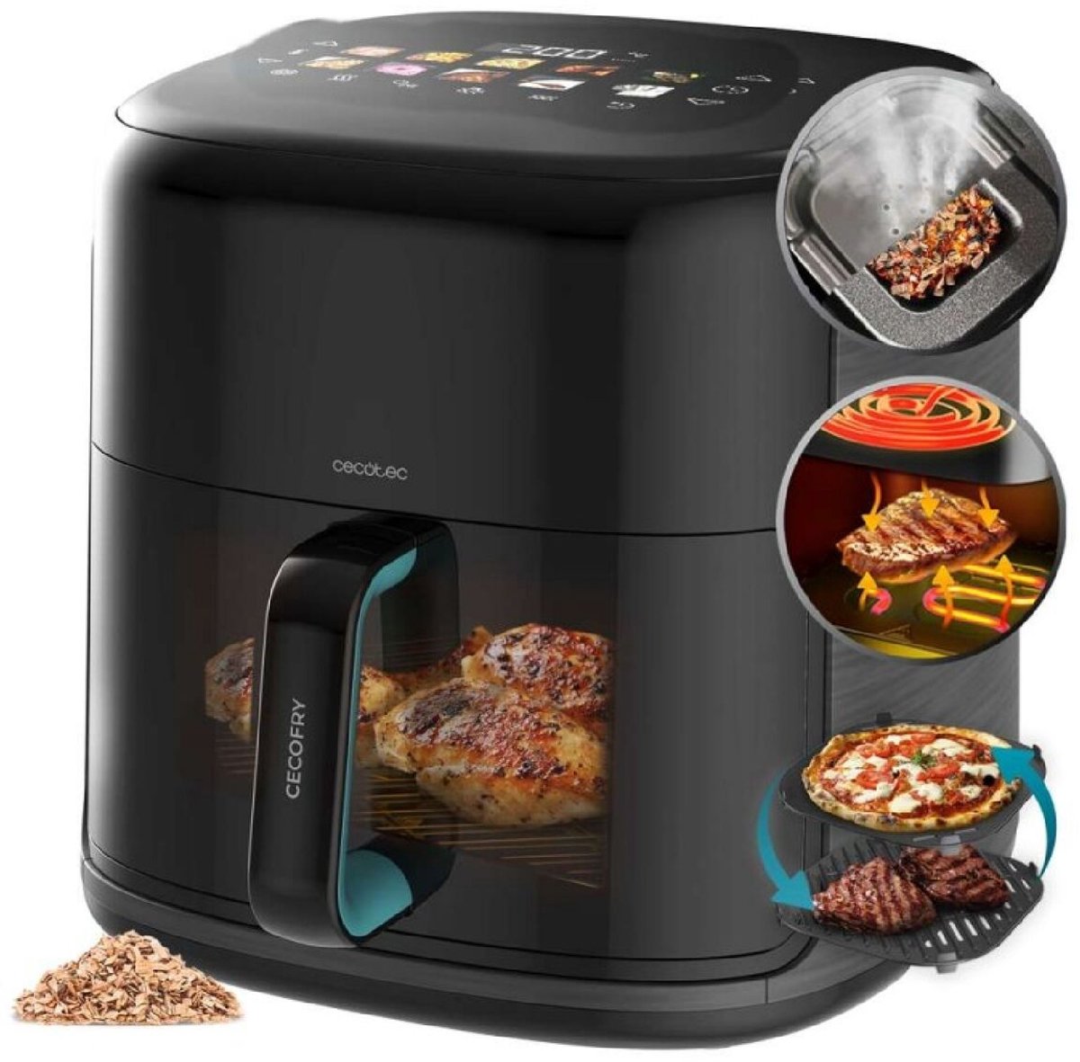Cecotec Air Fryer 8.5L Cecofry&Grill Smokin'Prime 8500 2300W smoker grill black Loopmotor kopen online