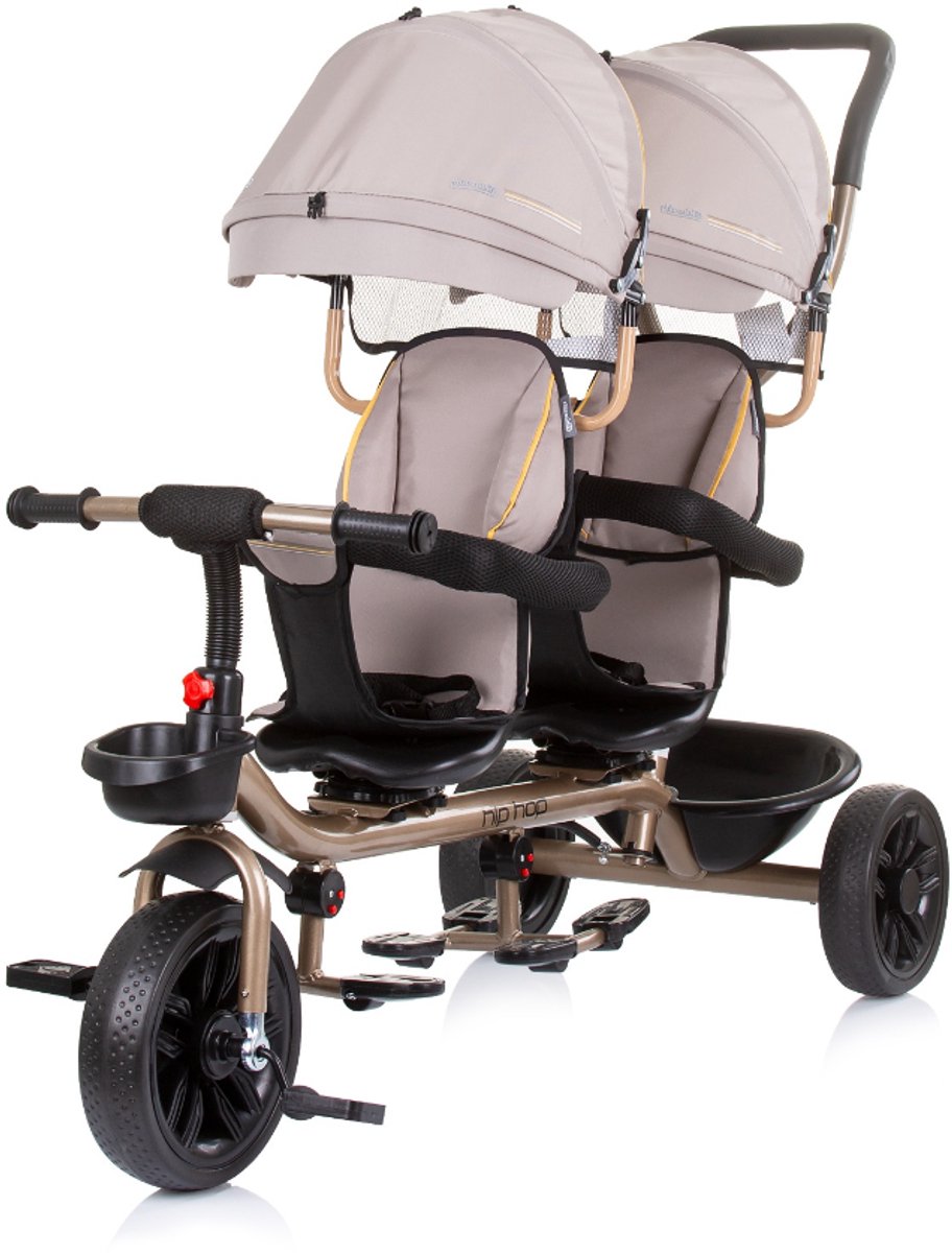 Chipolino Hip Hop Sand Driewieler - Geschikt voor twee kinderen vanaf 18 maanden tot beide 40kg - 360 graden draaibaar stoeltje - Opbergruimte aan de voor- en achterkant Driewieler kopen online