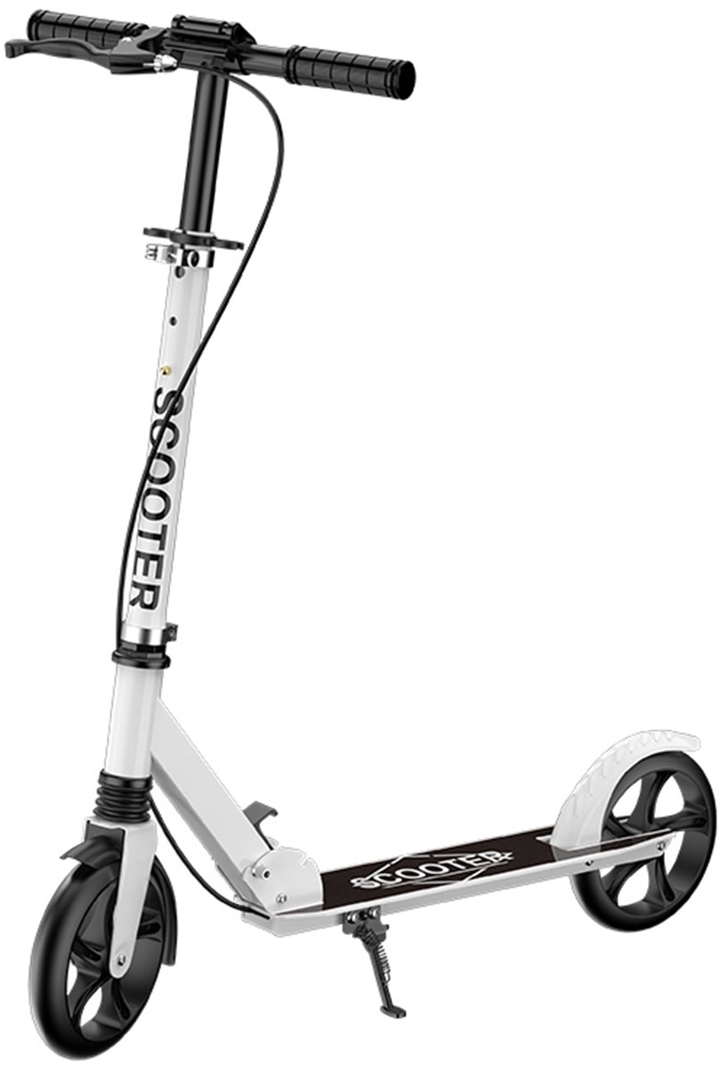 CHIWIN Opvouwbare Step voor Volwassenen & Kinderen – Verstelbaar Stuur 77-105 cm – Met Handrem & Achterrem – PU Wielen – Demping & Spatbescherming – Witte Cityroller Step kopen online