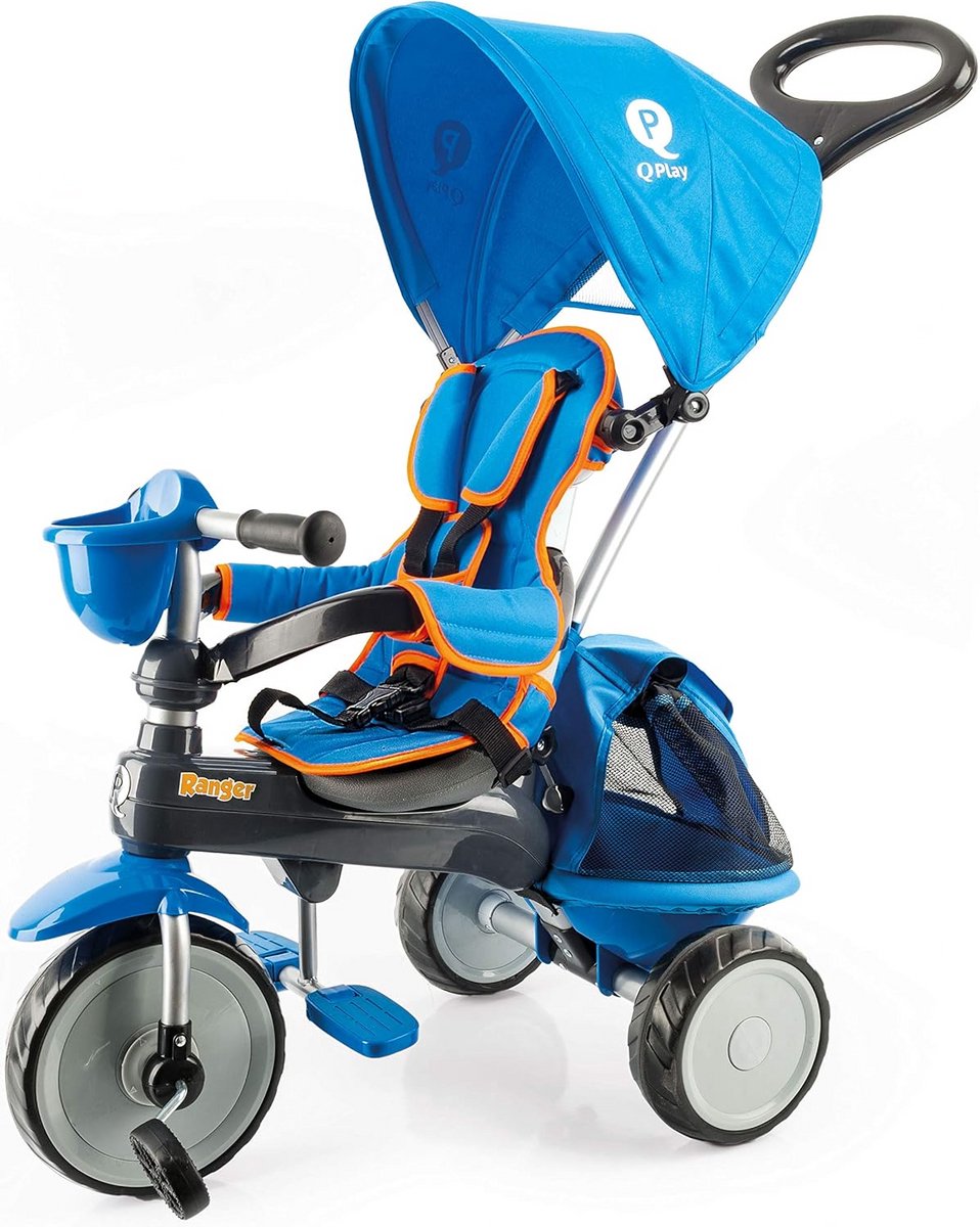 Comfortabele Driewieler Blauw met Kap en Tas voor Baby Driewieler kopen online