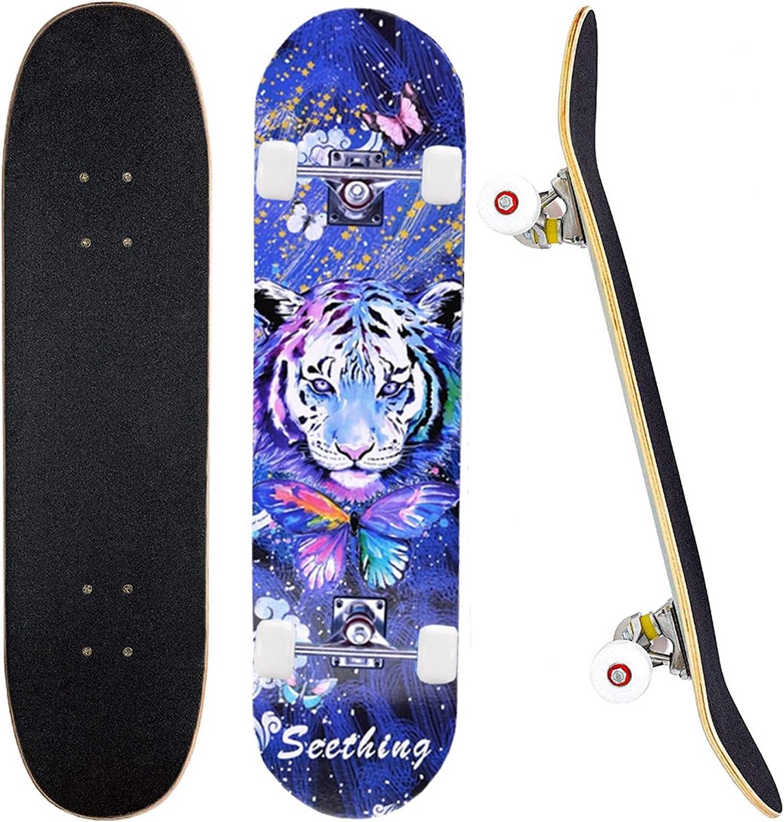 compleet skateboard 31 x 8 voor beginners en tieners 7 laags esdoorn deck met double kick