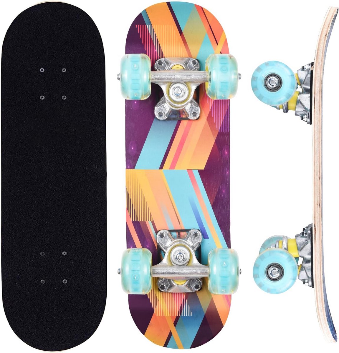 compleet skateboard voor beginners en tieners 17 inch dubbele kicktail met lichtgevende wielen