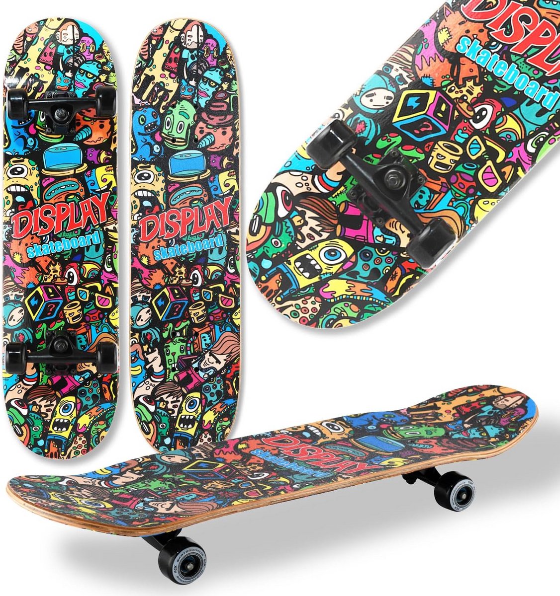 compleet skateboard voor beginners kinderen tieners en volwassenen houten dubbele kick concave deck