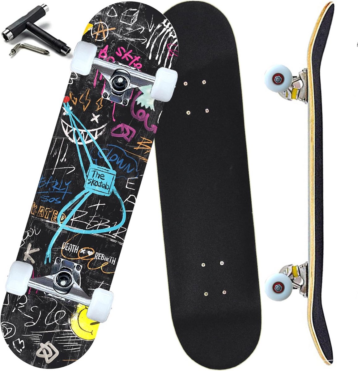 Complete Skateboards voor Beginners en Tieners - 78,7 cm x 20,3 cm Dubbele Kick Deck en 7 Lagen Canadese Esdoorn Skateonderdeel kopen online