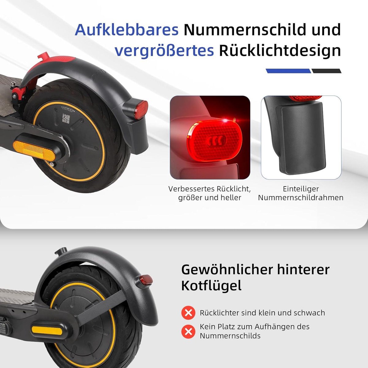 Cosensi - Achterspatbord voor elektrische step, metaal, robuust en duurzaam, grijs/rood, geschikt voor Segway Max G30 G30P G30LP G30D. Buitenspeelvoertuigaccessoire kopen online