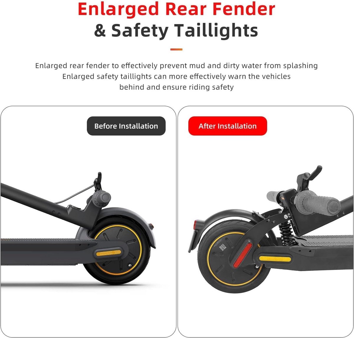 Cosensi - Schokdemperset voor elektrische scooter achterbumper en spatbord met achterlicht accessoires voor Ninebot Max G30 G30LP G30E (zwart) - Verbeterde schokdemping Buitenspeelvoertuigaccessoire kopen online