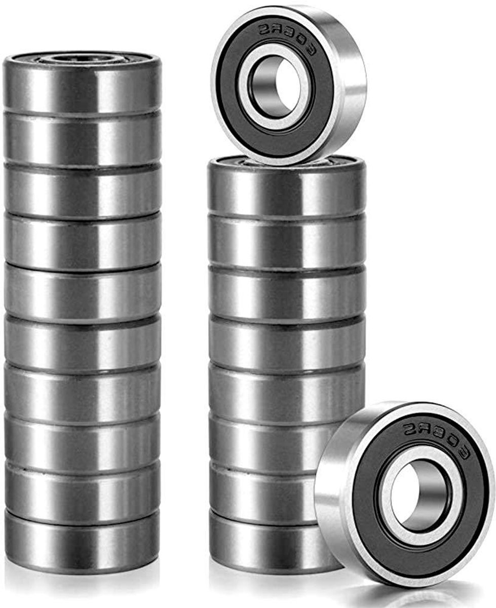 Cosensi - Skateboardlagers 20 stuks ABEC 7 Diepe Groef 608-2RS van Carbon Staal, Zilvermetalen. Skateonderdeel kopen online