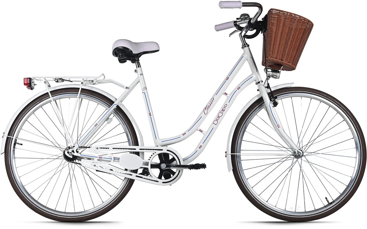 dacapo damesfiets 28 classic premium wit 1 versnelling framemaat 53 cm met mand