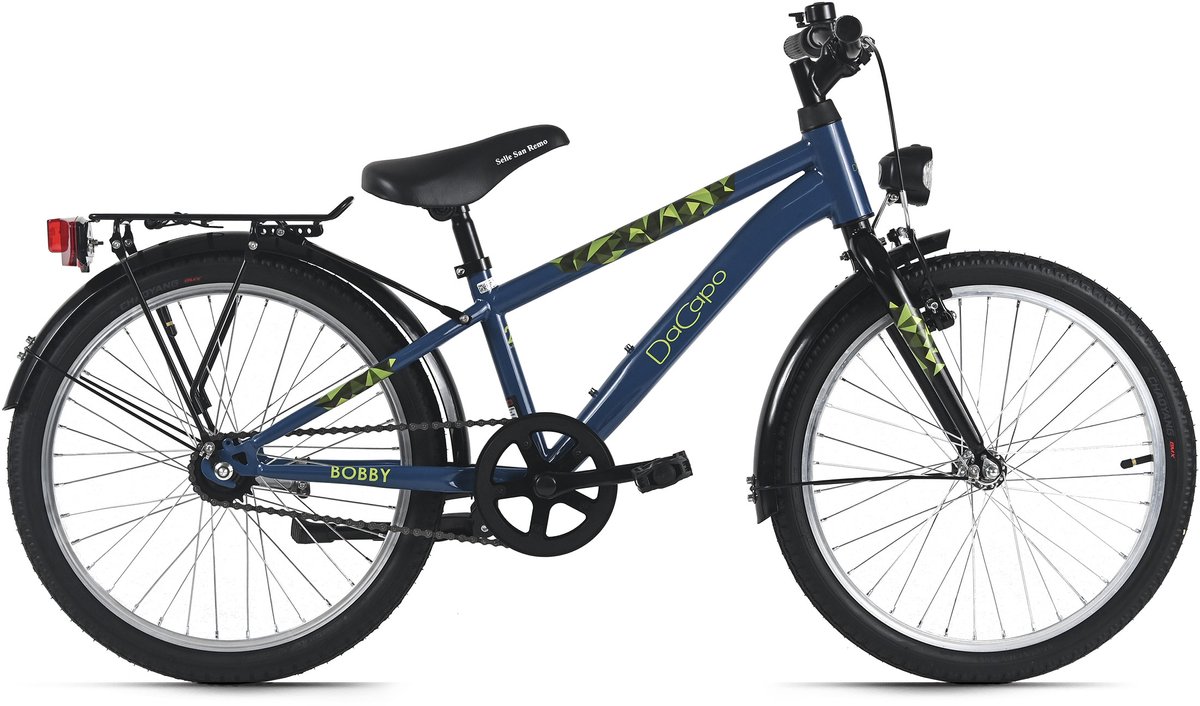 dacapo kinderfiets 20 bobby blauw 1 versnelling fh 27 cm met verlichting vanaf 6 jaar