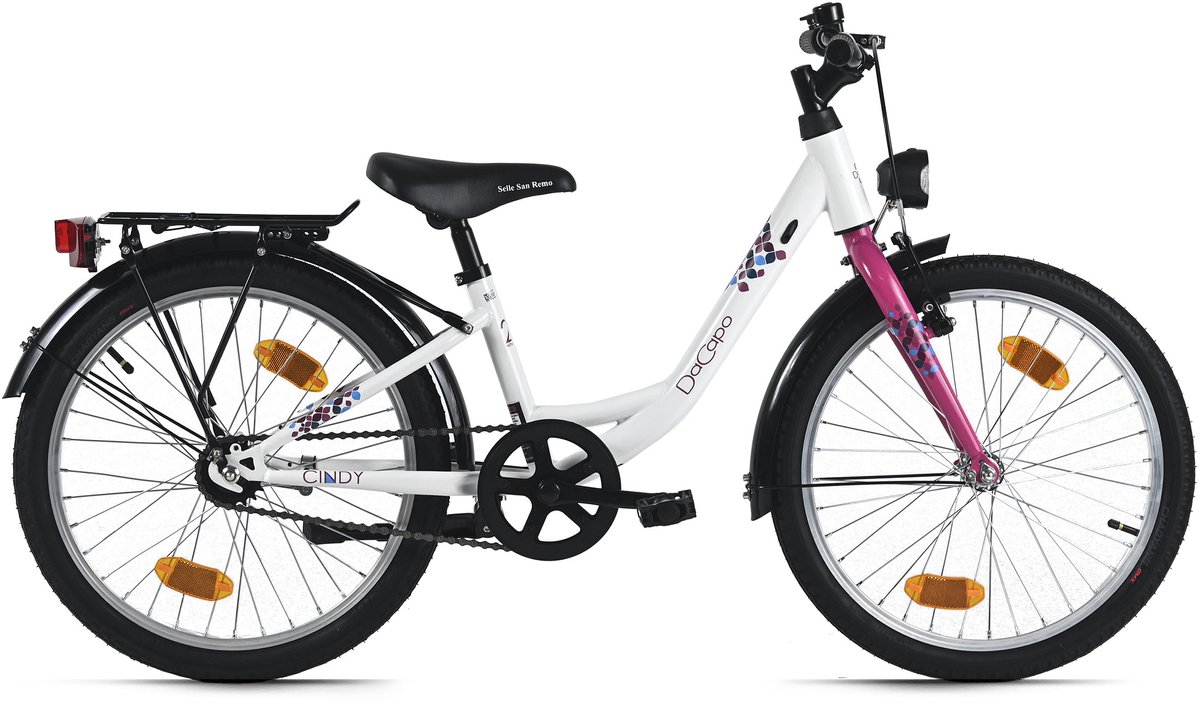 dacapo kinderfiets 20 cindy wit 1 versnelling fh 27 cm met verlichting vanaf 6 jaar