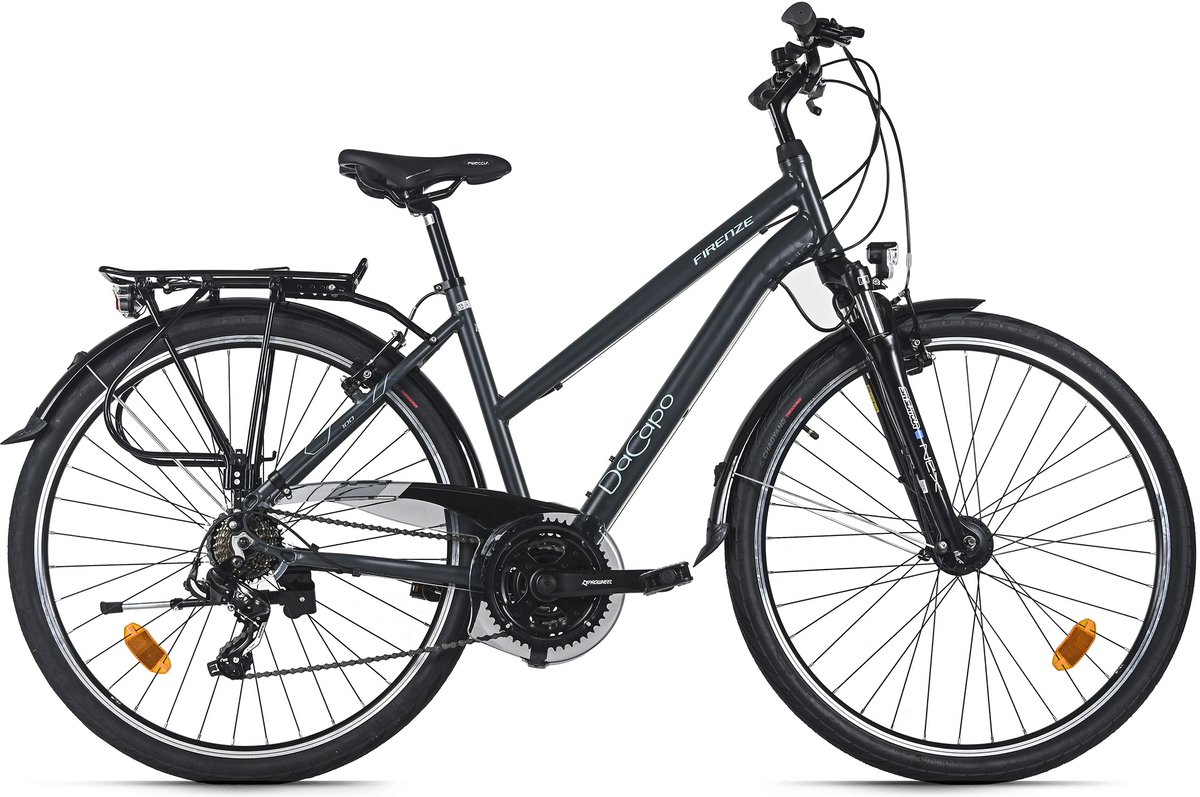 dacapo trekkingfiets dames 28 firenze 100 antraciet 21 versnellingen framemaat 48 cm met v brakes