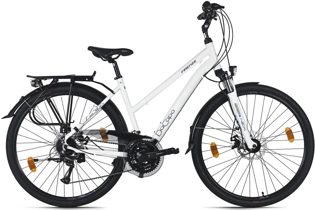 dacapo trekkingfiets dames 28 firenze 200 wit 24 versnellingen framemaat 48 cm met mechanische schijfremmen