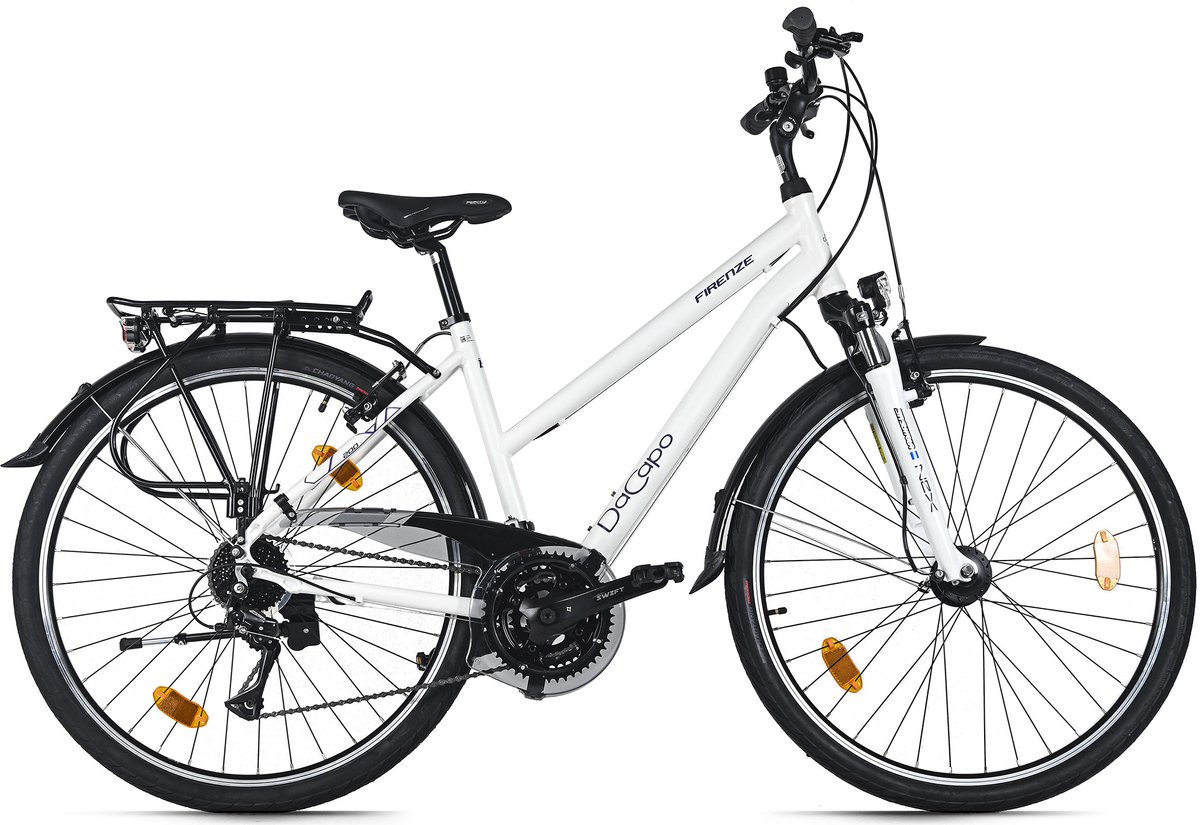 dacapo trekkingfiets dames 28 firenze 200 wit 24 versnellingen framemaat 48 cm met v brakes