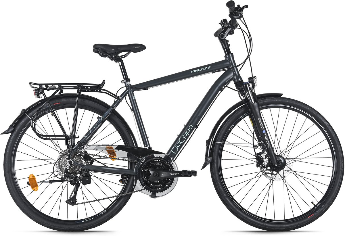 dacapo trekkingfiets heren 28 firenze 300 zwart 24 versnellingen framemaat 53 cm