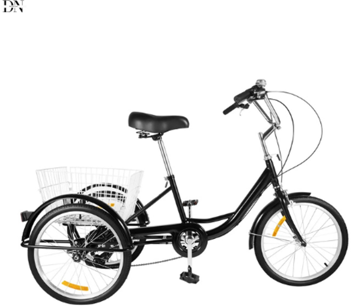 deniva driewieler fiets driewieler volwassenen driewieler voor ouderen 20 inch met mand 8 versnellingen verstelbaar