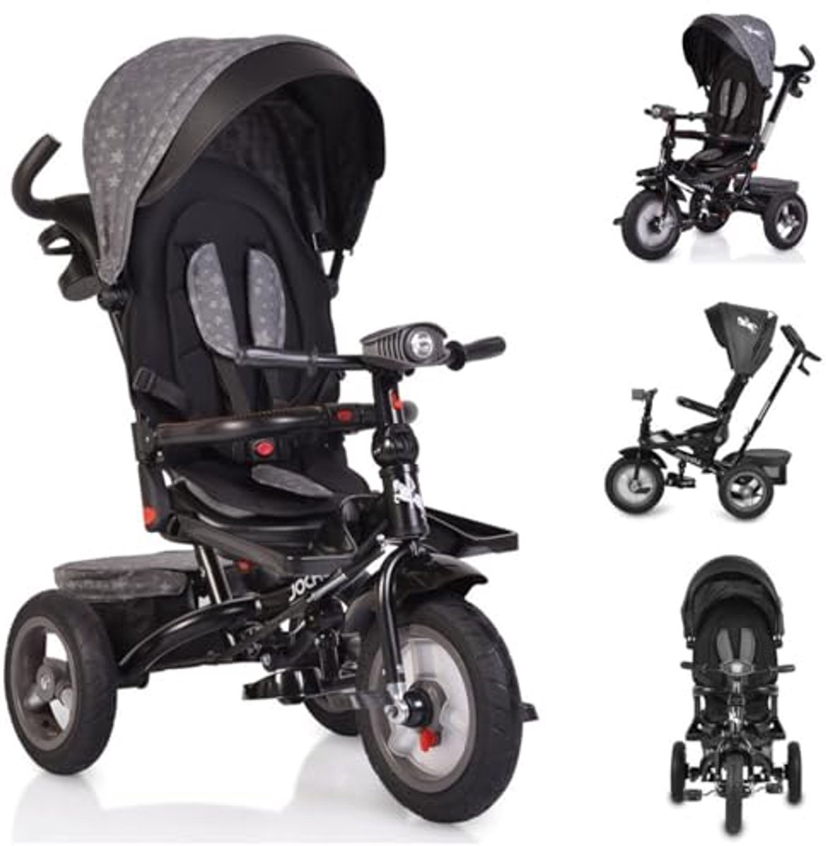 driewieler met muziekfunctie en verstelbare duwstang voor kinderen van 1 tot 6 jaar