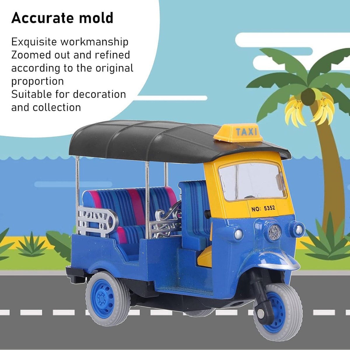 Driewieler Tuk Tuk Model Auto Speelgoed - Simulatie Legering Voertuig voor Kinderen - Blauw - Verjaardag en Kerstcadeau's - Geschikt vanaf 3 jaar Driewieler kopen online