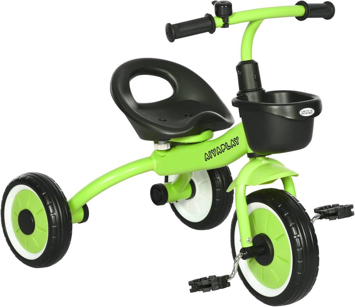 driewieler voor kinderen met verstelbaar zadel bel en mand geschikt voor 2 tot 5 jaar groen