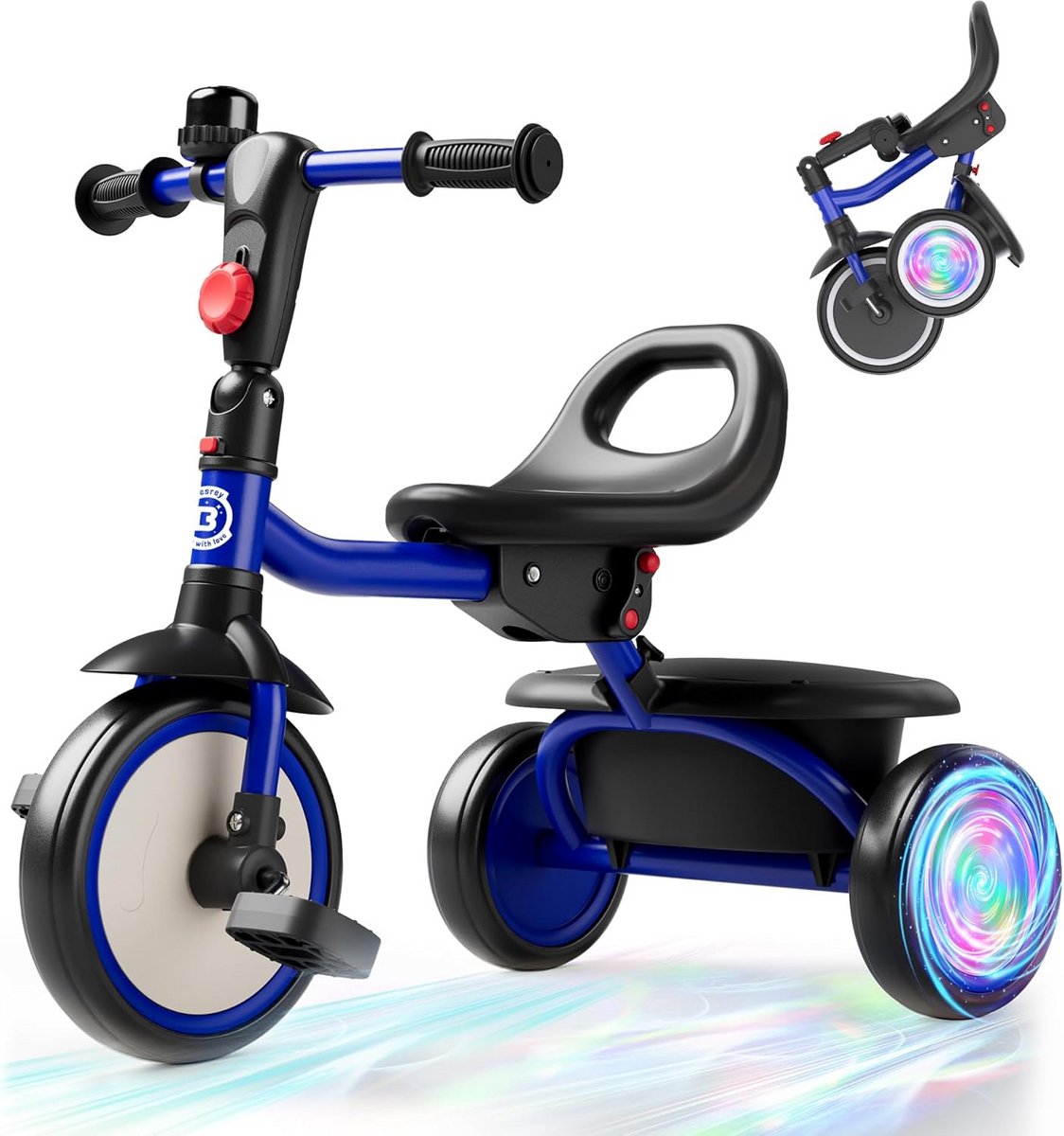 Driewieler voor Peuters en Kinderen (18 Mnd - 5 Jaar) met Knipperende Wielen en Bel Driewieler kopen online