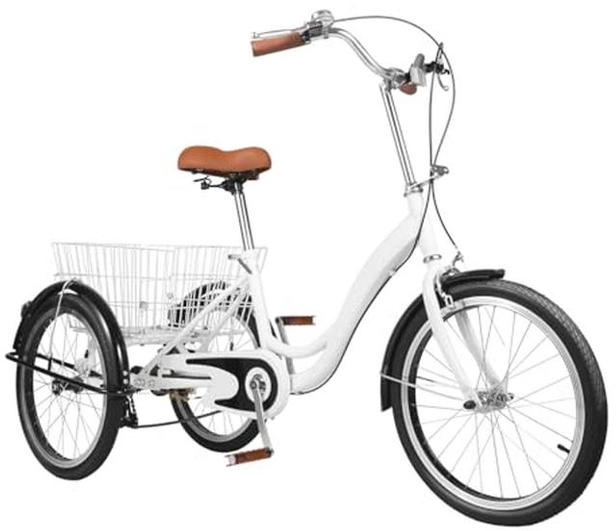 Driewieler voor Volwassenen met 20 Inch Wielen en Mand - Comfortabel en Veilig voor Ouderen en Volwassenen Driewieler kopen online
