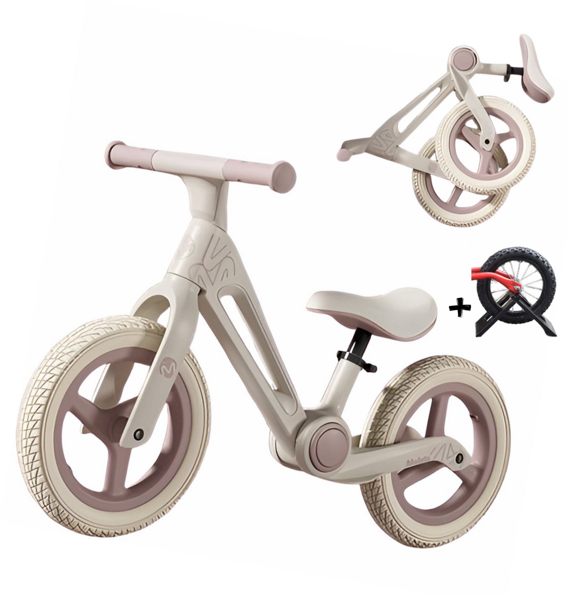 E-shop4u® - Loopfiets - 12 Inch - Vouwbaar - Luchtbanden - Verstelbare Zadel - Meisjes en Jongens - 2 jaar, 3 jaar en 4 jaar - Opvouwbare Loopfiets - Roze Loopfiets kopen online