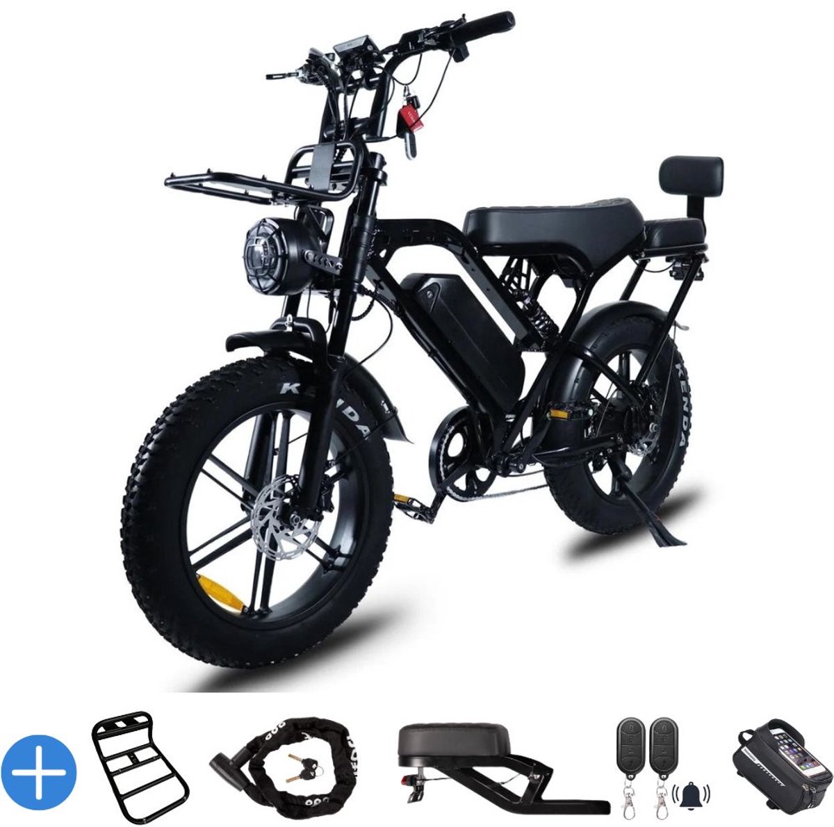 ebikekopen com fatbike x80 pro hydraulische remmen 2026 model incl slot telefoonhouder alarmsysteem voorrekje voetensteuntje met accessoires straatlegaal ebike elektrische fiets max 25 km h
