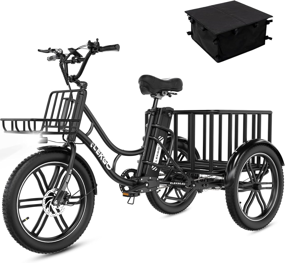 elekgo elektrische driewieler ego 03s 20 3 0 inch fat tire city commuter ebike met afneembare 48v 18 ah lithium batterij bakfiets e bike met 250w motor ip54 waterdicht