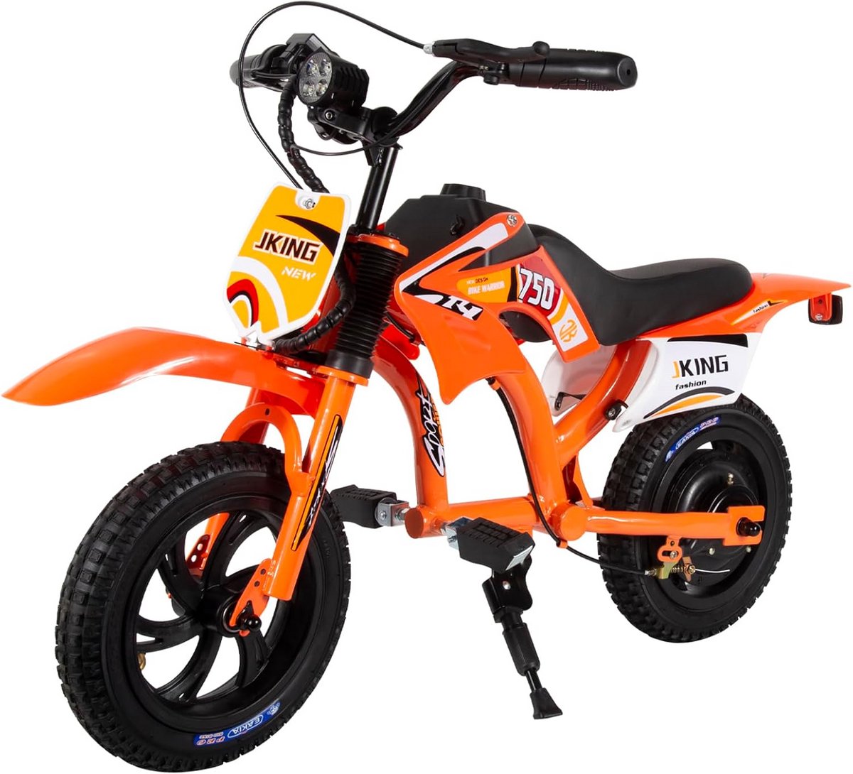 Elektrische Kinder Crossmotor – 12 inch – 300W Brushless – 25.2V 2600mAh – 16 km/u – LED Verlichting– 3–12 Jaar – Oranje Accuvoertuig kopen online