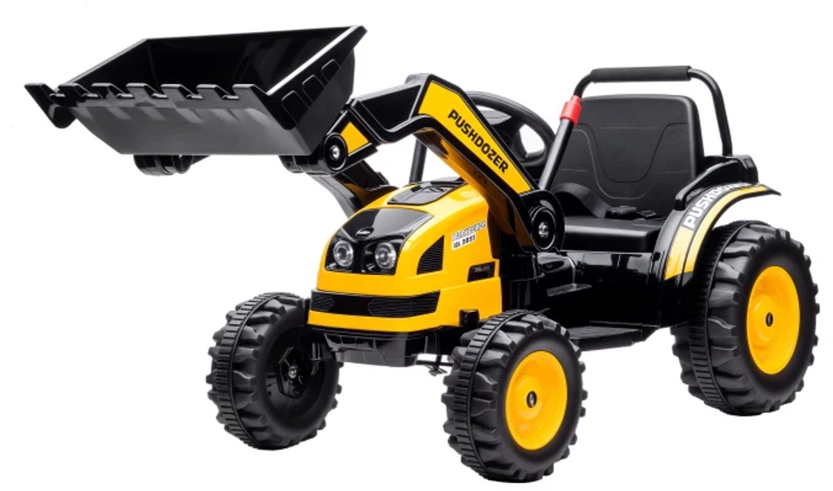 Elektrische Kindergraafmachine - Kinderauto - Zitgraafmachine - Terreintrekker - tot 2,5 km/u - Kinderen 3-5 jaar - met Scheparmen - Koplampen & Muziek - Kindervoertuig - Accuvoertuigen - Geel Accuvoertuig kopen online