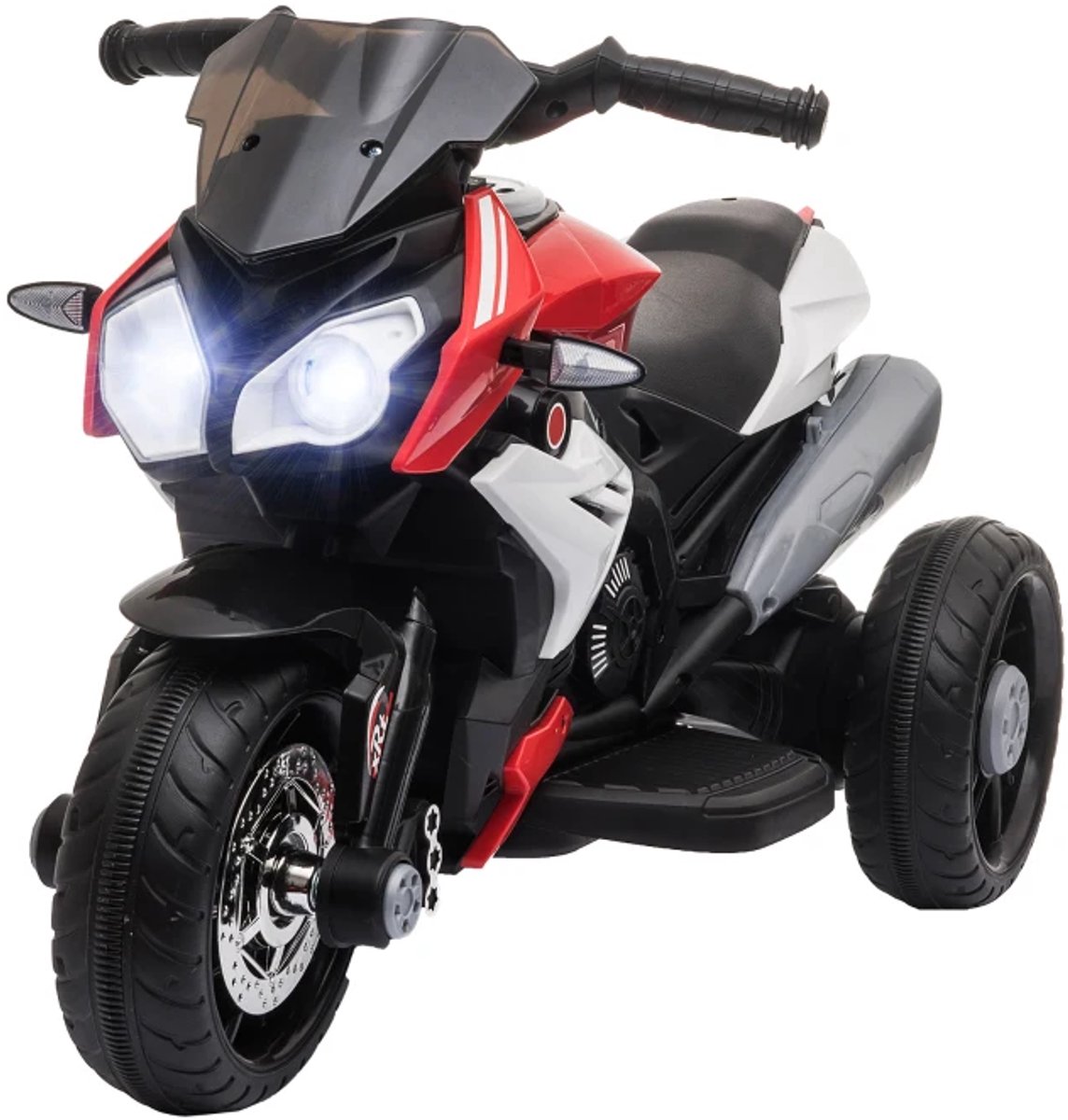 Elektrische Kindermotor - Kinderauto - 6V Accu - tot 3 km/u - Kinderen 3-5 jaar - Oplaadbaar - met Licht & Geluid - Elektrische Accuvoertuigen - Zwart/Rood Accuvoertuig kopen online