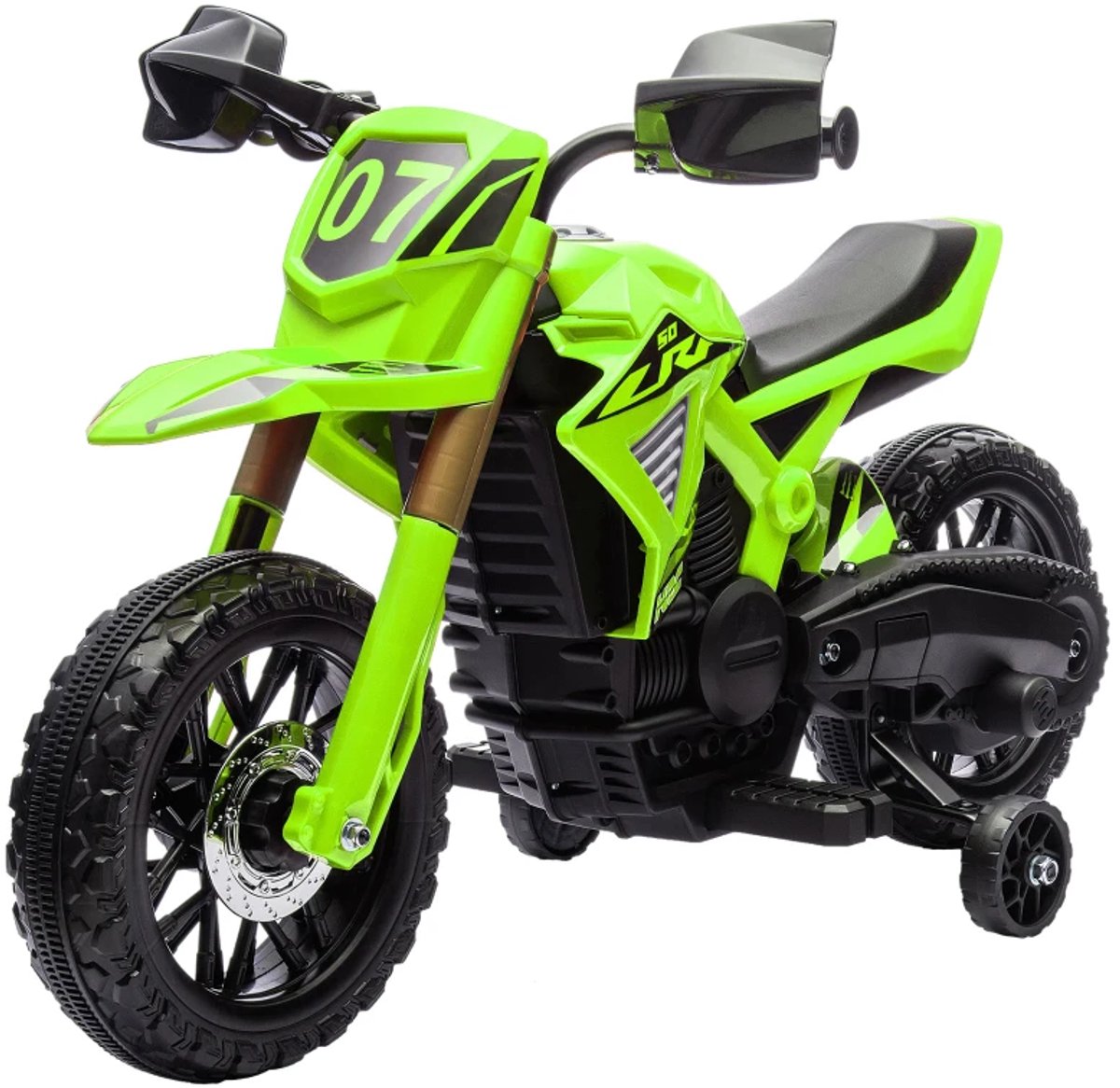 Elektrische Kindermotor - Kindermotorfiets - Kinderauto - 6V Accu - tot 3 km/u - Kinderen 3-8 jaar - met Zijwieltjes, Startgeluid & Claxon - Elektrische Accuvoertuigen - Kindervoertuig - Groen Accuvoertuig kopen online