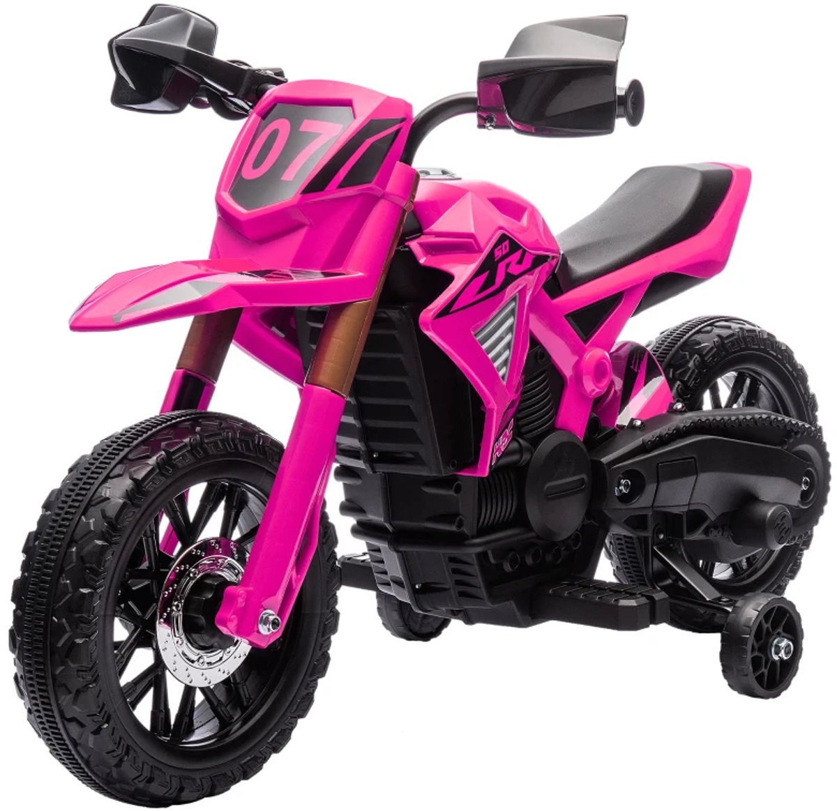 Elektrische Kindermotor - Kindermotorfiets - Kinderauto - 6V Accu - tot 3 km/u - Kinderen 3-8 jaar - met Zijwieltjes, Startgeluid & Claxon - Elektrische Accuvoertuigen - Kindervoertuig - Roze Accuvoertuig kopen online