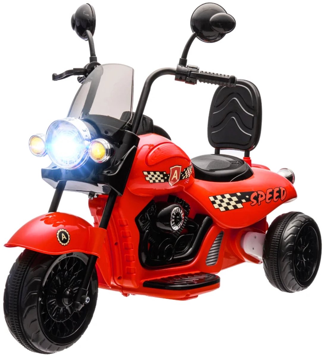 Elektrische Kindermotor - Kindermotorfiets met 3 wielen - Kinderauto - 6V Accu - tot 5 km/u - Kinderen 3-6 jaar - met Koplamp & Muziek - Elektrische Accuvoertuigen - Rood Accuvoertuig kopen online
