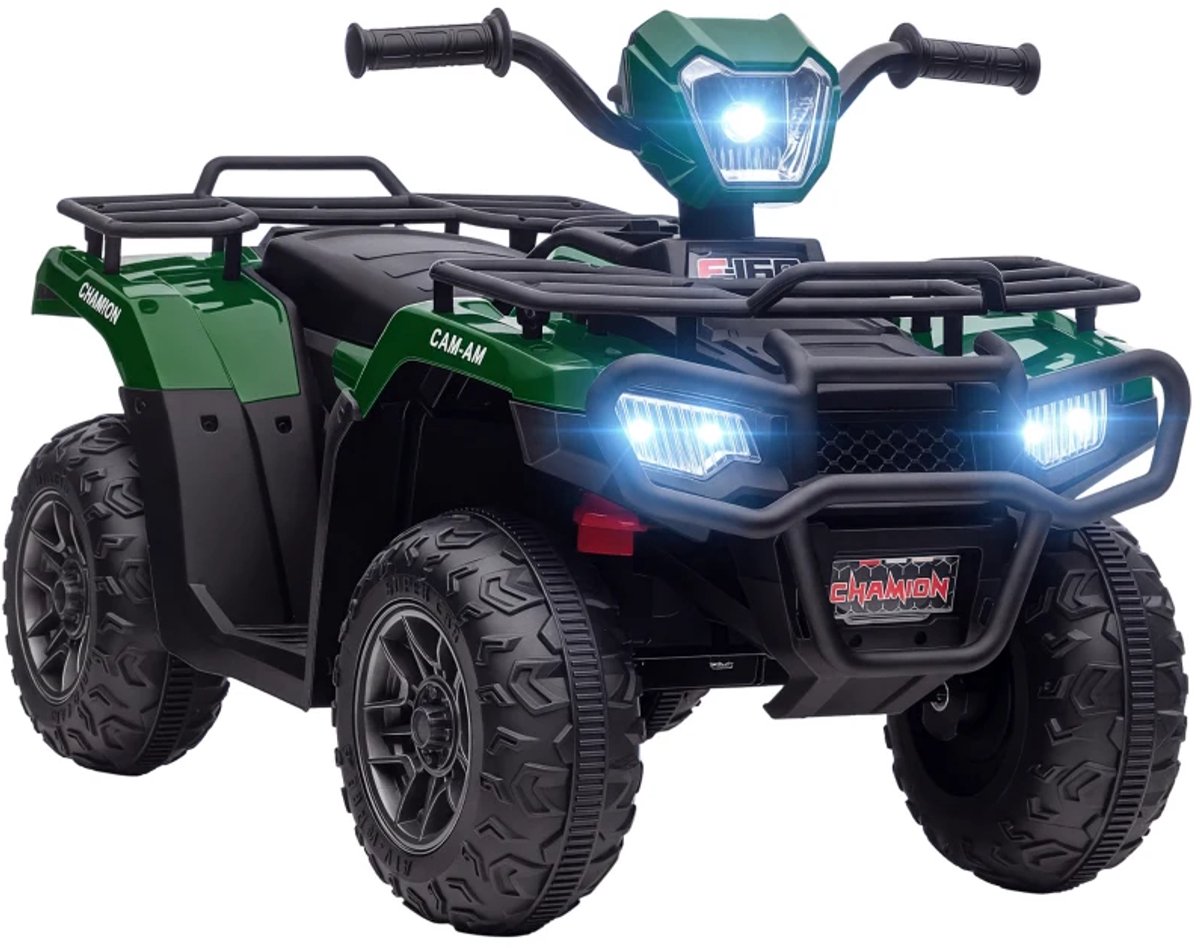 elektrische kinderquad voertuig met 4 wielen 12v tot 4 km u kinderen 3 6 jaar usb aansluiting led koplampen muziek kindervoertuig accuvoertuigen zwart groen